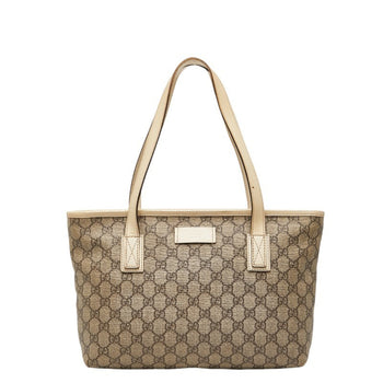 Gucci Gg Supreme Handbag Tote Bag 211138 Beige Ivory Leather