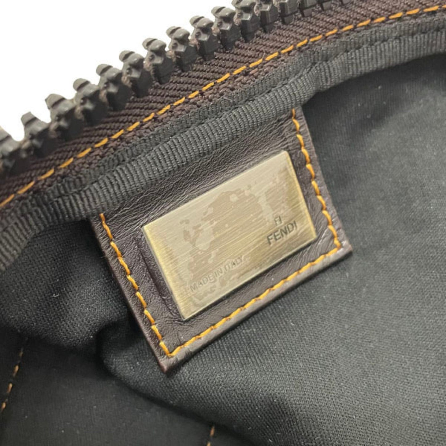 Fendi Handbag Zucca Tote Bag Nylon Brown 7Va196 Ff Skull Kn-13038