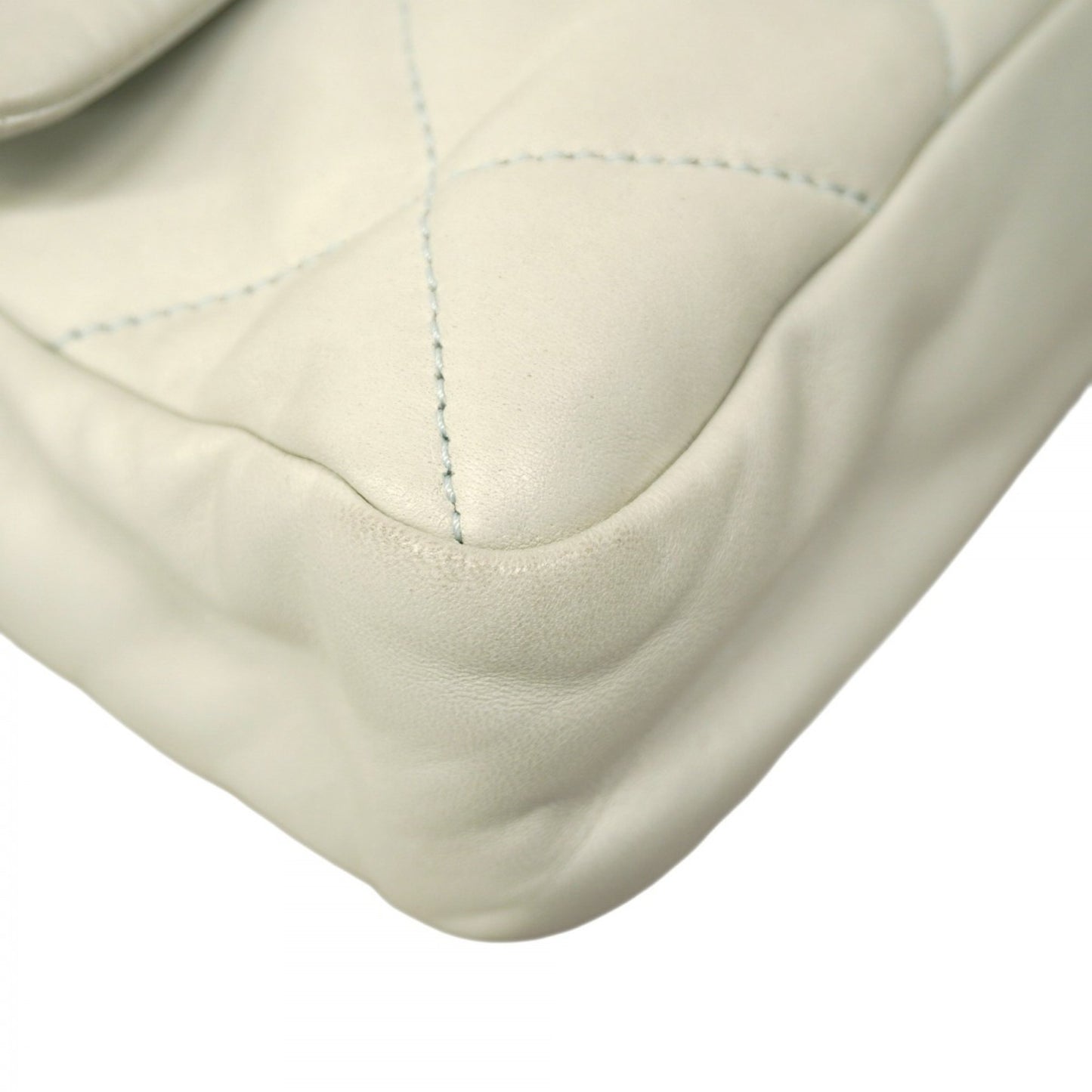 Chanel Shoulder Bag Matelasse W Chain Lambskin Blue Champagne