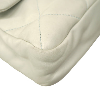 Chanel Shoulder Bag Matelasse W Chain Lambskin Blue Champagne