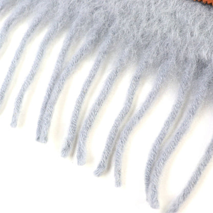 Loewe F655254X01 Mohair Wool Scarf With Anagram Leather Patch And Fringe