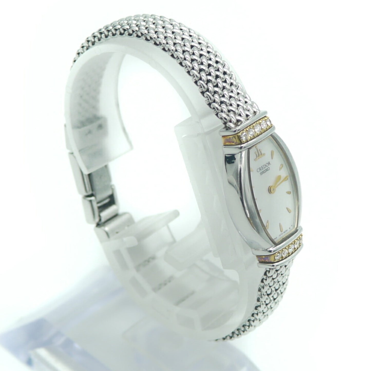 Seiko Credor Watch Gste966 Lug Diamond Quartz Shell Dial