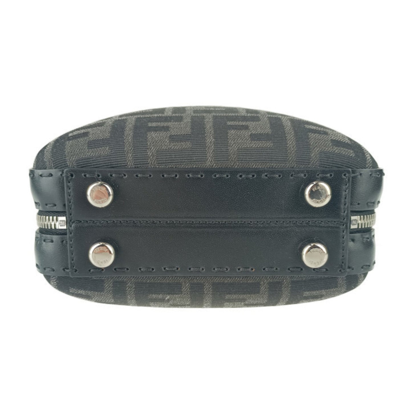 Fendi Zucca Mini Shoulder Bag 7Va552 Grey Black Canvas Leather