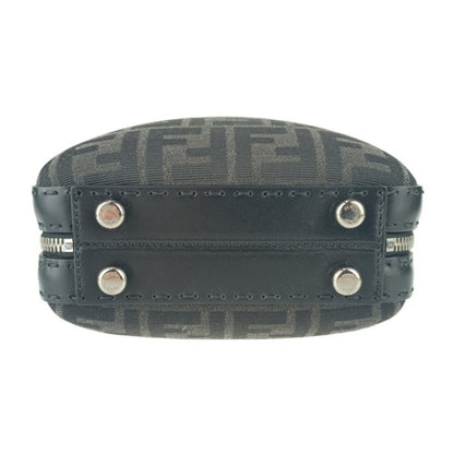 Fendi Zucca Mini Shoulder Bag 7Va552 Grey Black Canvas Leather