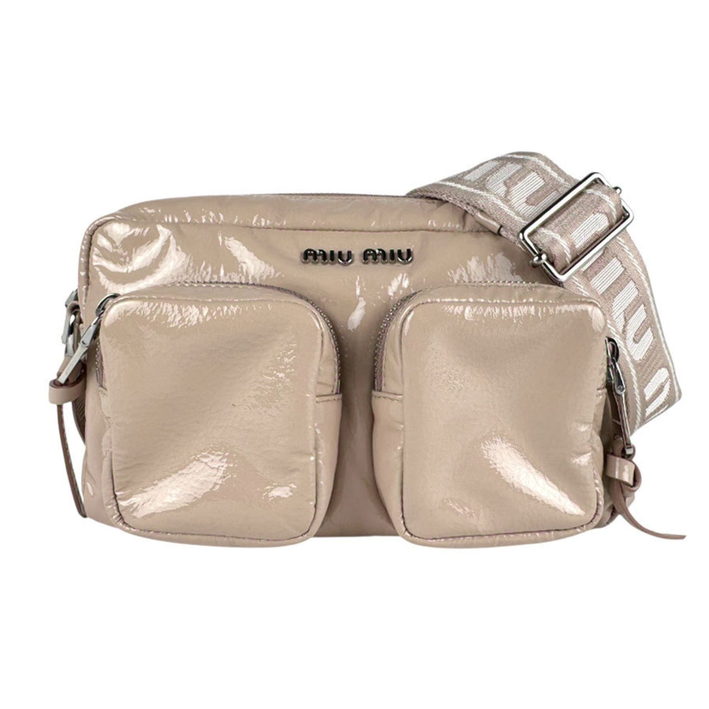 Miu Miu Miu Shoulder Bag In Patent Leather Pink Beige