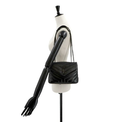 Saint Laurent Loulou Small Chain Shoulder Bag In Black Leather