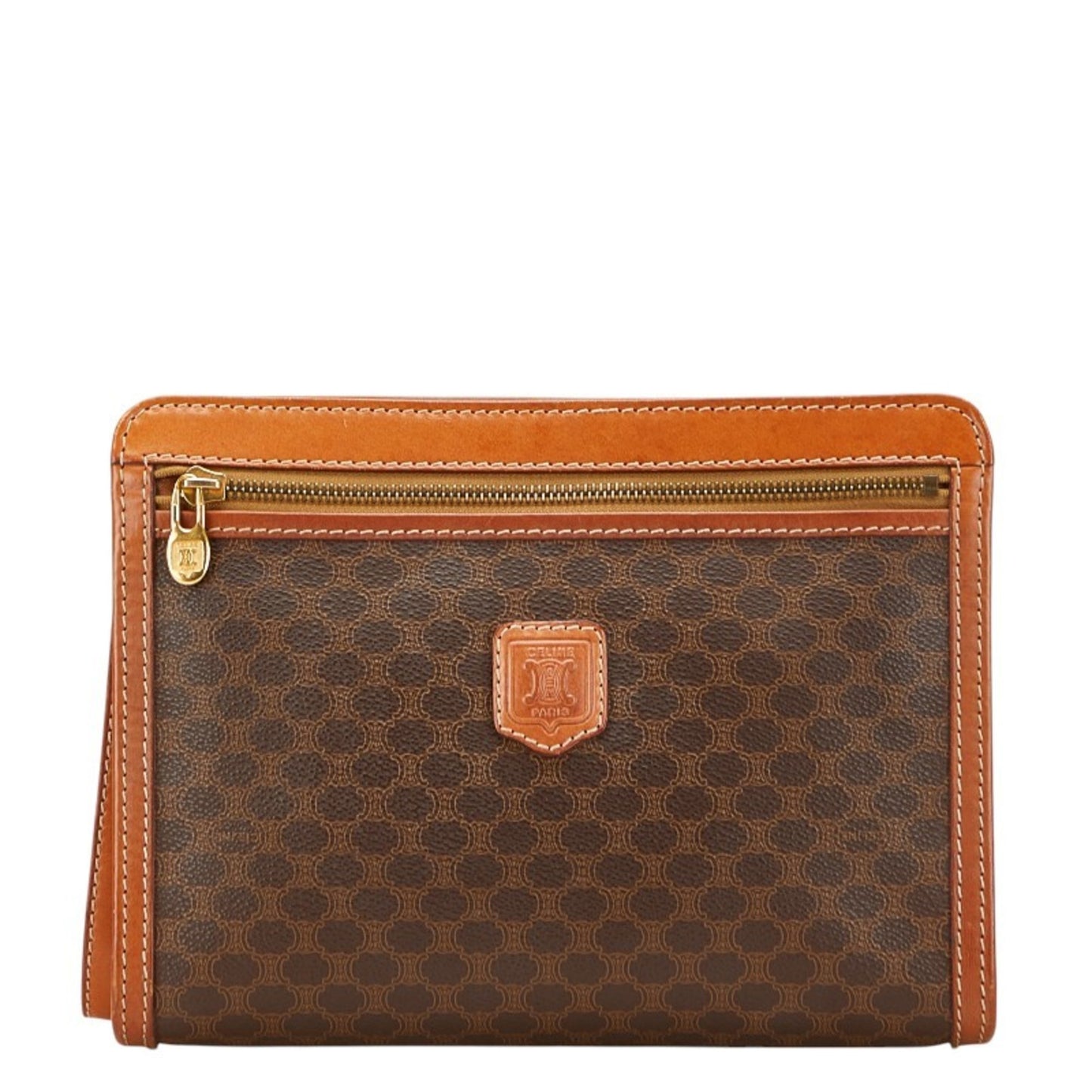 Celine Macadam Clutch Bag/Second Bag In Brown Leather