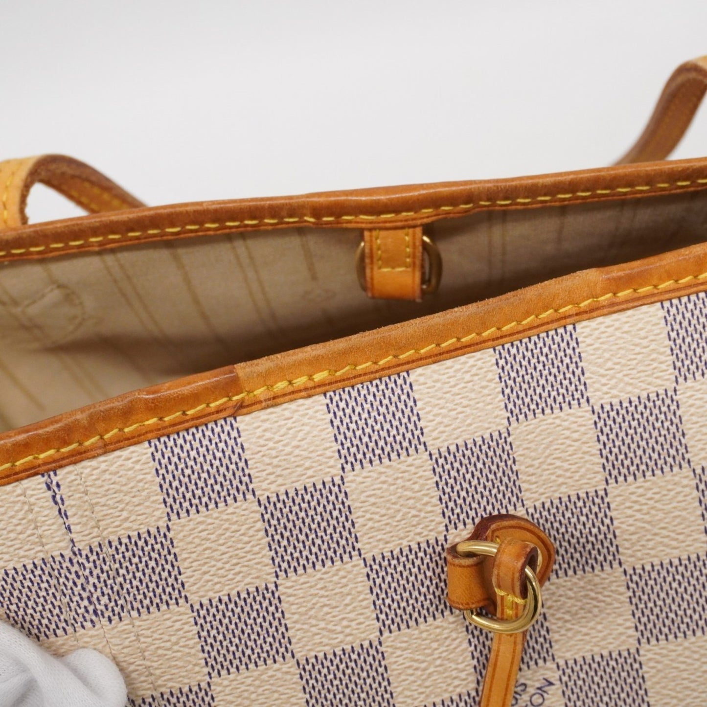Louis Vuitton Damier Azur Neverfull Mm Tote Bag N51107 White