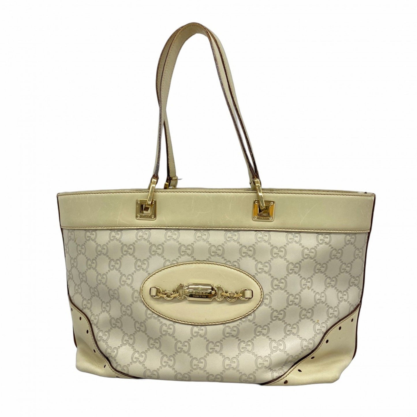 Gucci Tote Bag Guccissima 145993 Leather Ivory Champagne