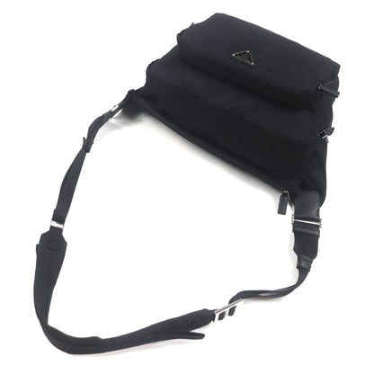 Prada Montagna Tessuto Saffiano Leather Shoulder Bag (2Vh021) With Triangle Logo And Plate