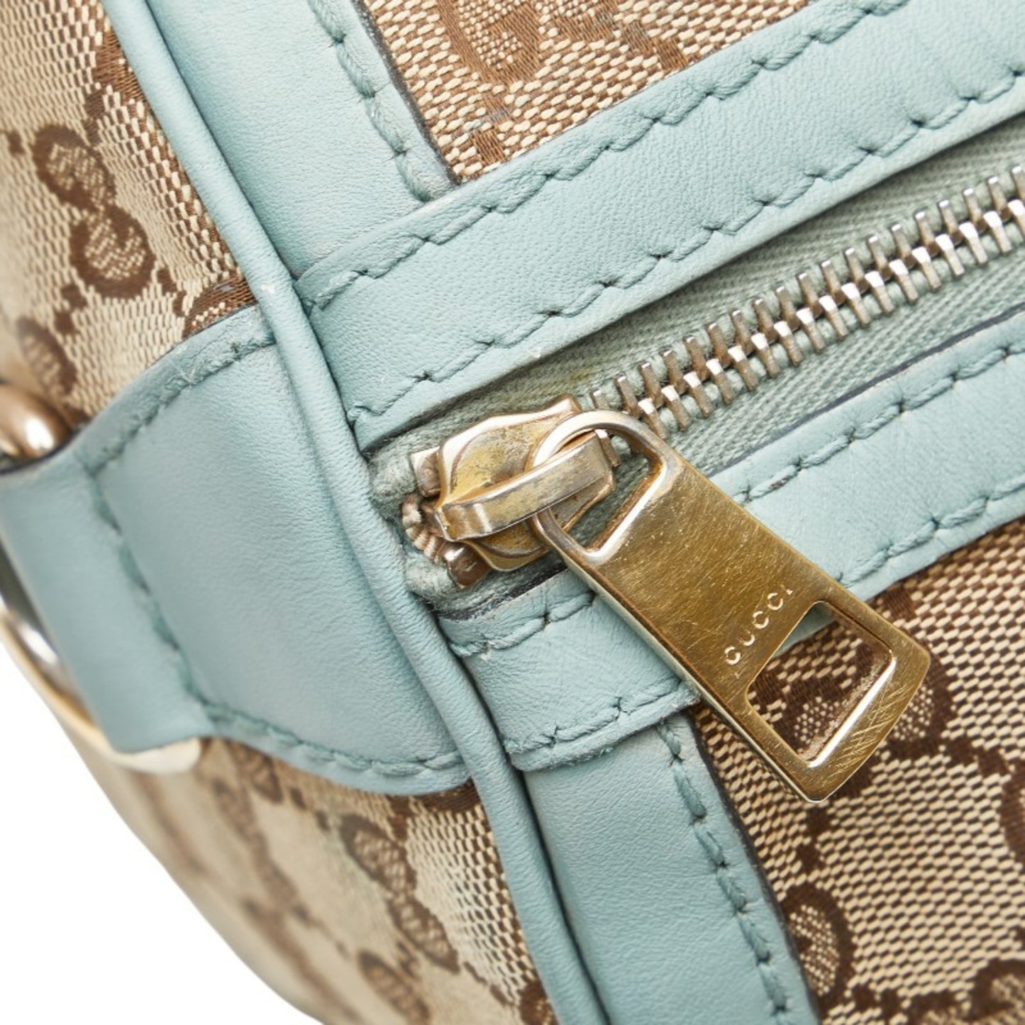 Gucci Gg Canvas Handbag/Shoulder Bag 2Way 247205 Beige Blue Leather