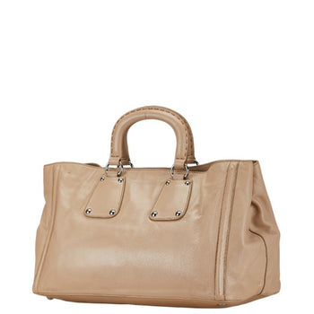 Prada Triangle Plate Handbag Beige Leather