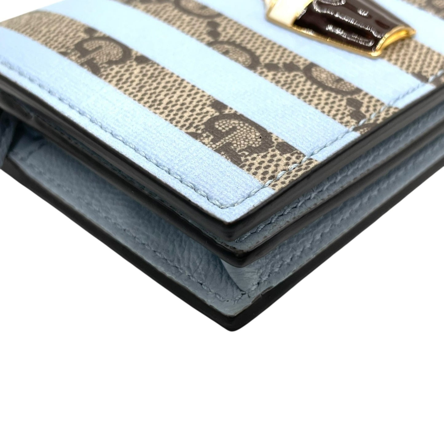 Gucci Gg Supreme Ice Cream Bifold Compact Wallet In Beige And Light Blue Leather