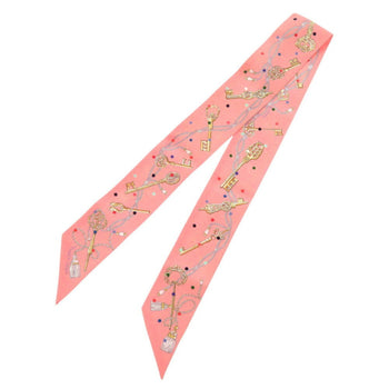 Hermes Twilly Les Cles A Pois Silk Pink Scarf Muffler 0121Hermes
