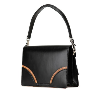 Prada Stitched Rim Handbag Shoulder Bag Br5138 Black Leather