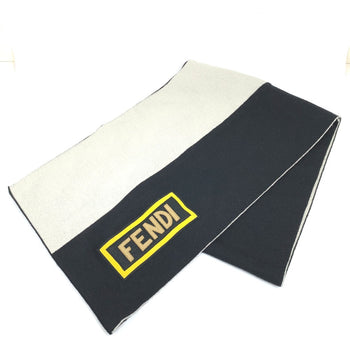 Fendi Fxs124 Logo Bicolor Scarf Black X White