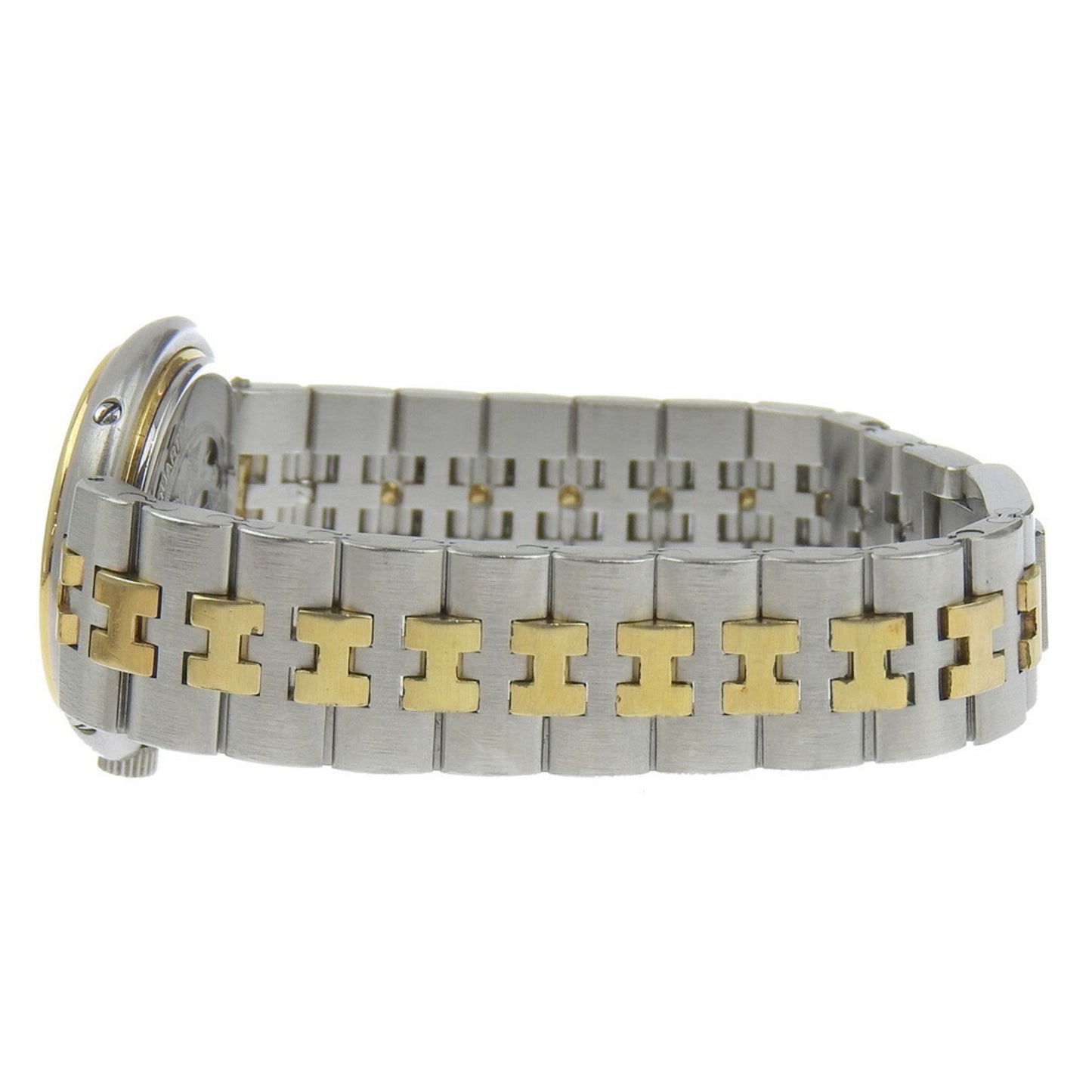 Hermes Hermes Profile Date Watch Stainless Steel X Gold Plated Quartz Analog Display White Dial