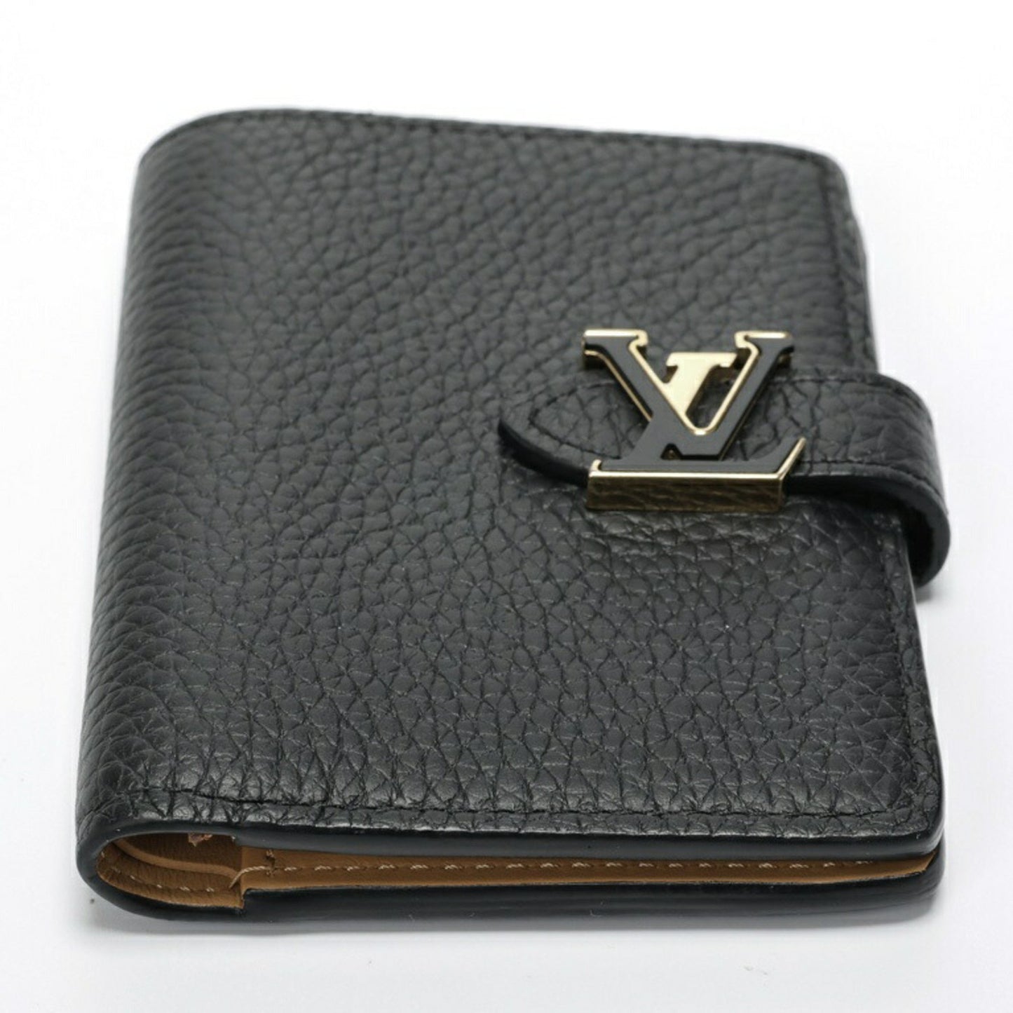 Louis Vuitton Lv Vertical Wallet Compact M81561 Taurillon Leather Noir S-157399