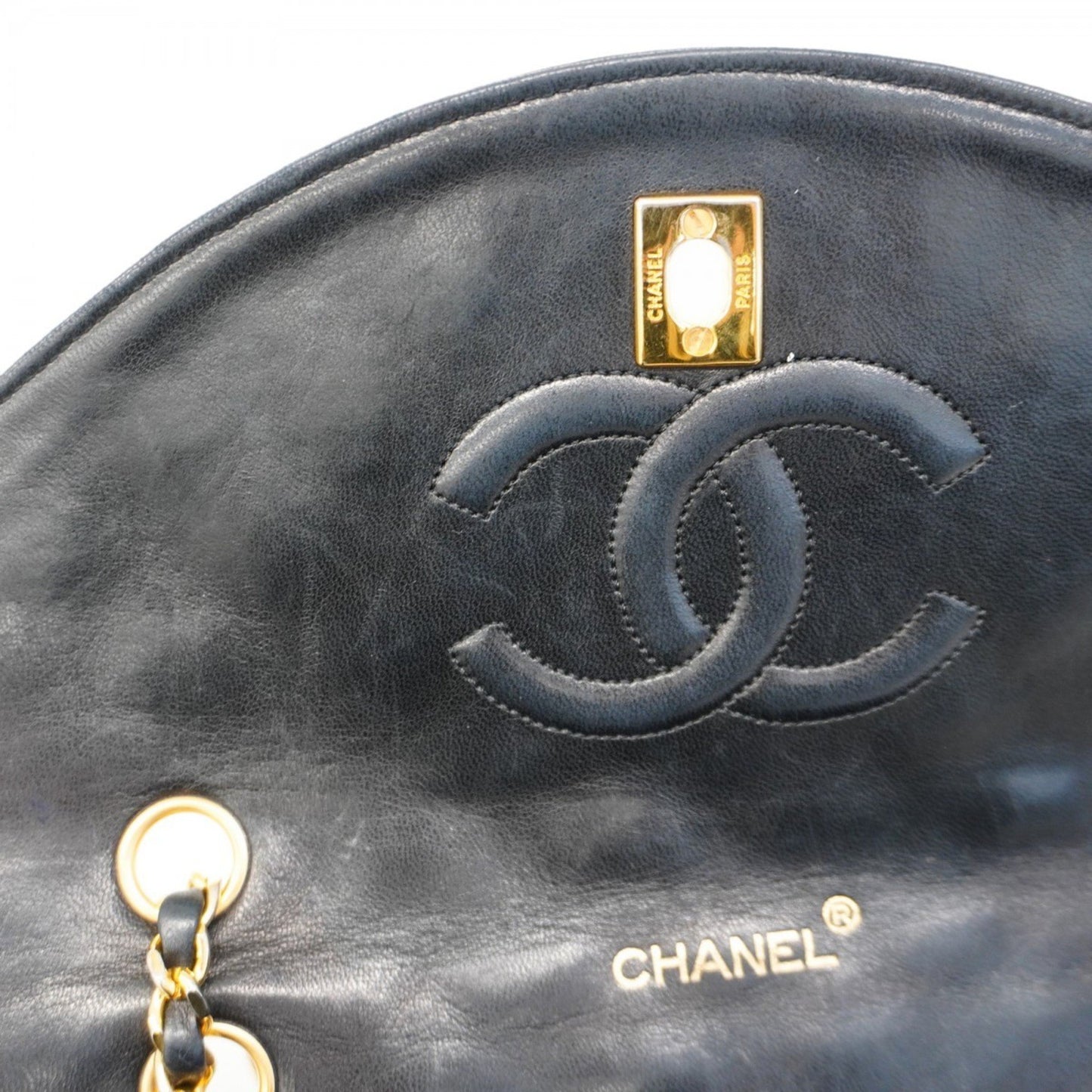 Chanel Shoulder Bag Matelasse W Chain Lambskin Black