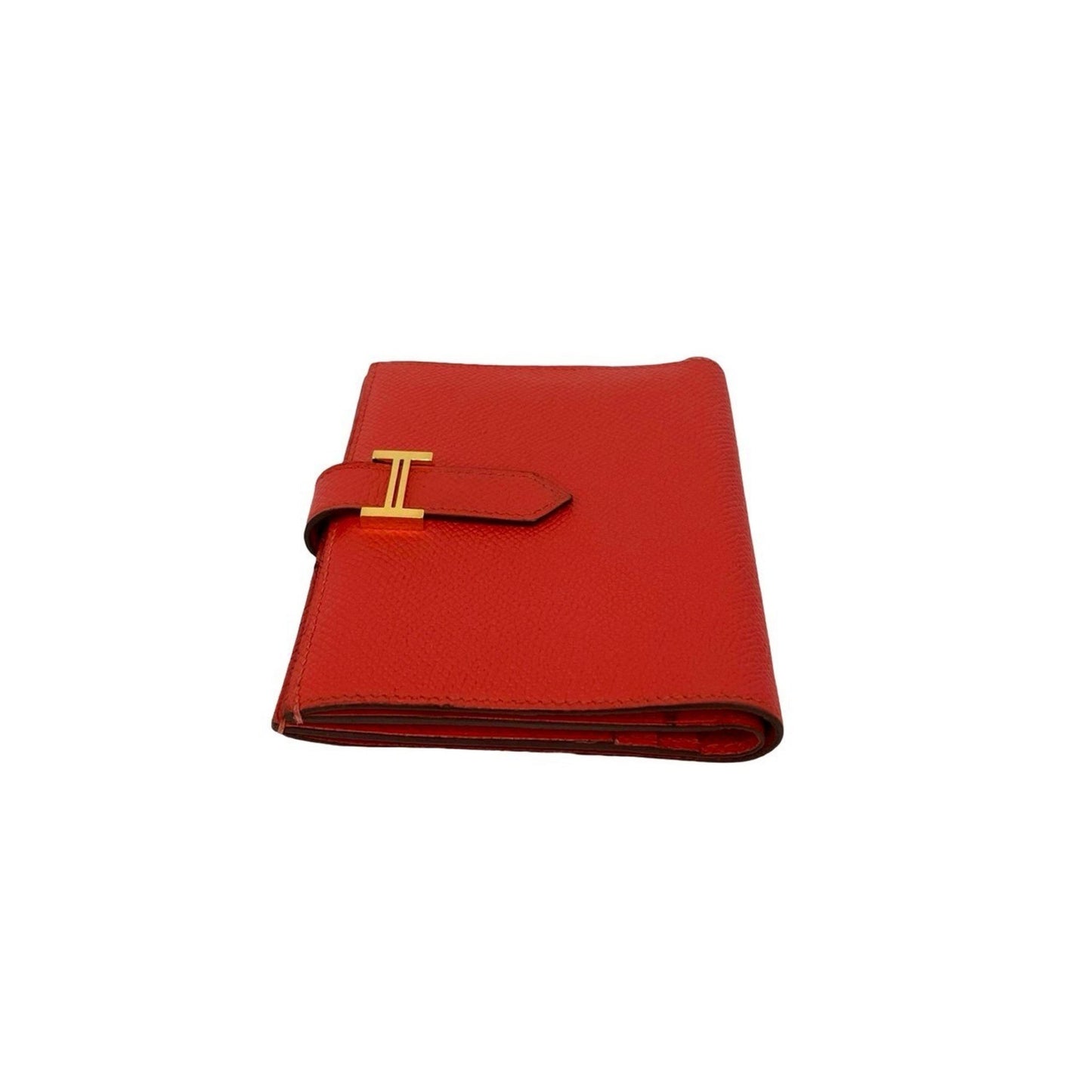 Hermes Bearn Compact Epsom Leather Bifold Wallet Mini Rouge Tomato 35167