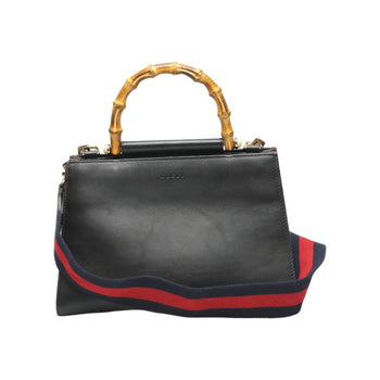 Gucci Handbag Bamboo Leather 2Way Bag 459076 Black