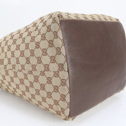 Gucci Gg Canvas Sherry Line Leather Tote Bag