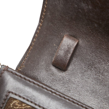 Celine C Macadam Carriage Hardware Clutch Bag In Brown Canvas