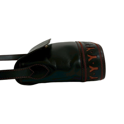 Yves Saint Laurent Perforated Cutout Leather Shoulder Bag Black/Brown 33294