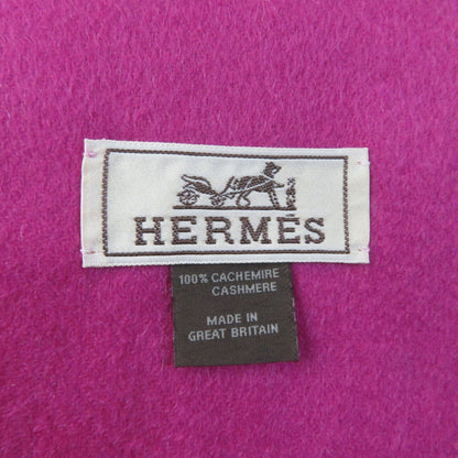Hermes 100% Cashmere Scarf With Embroidered Logo And Fringe