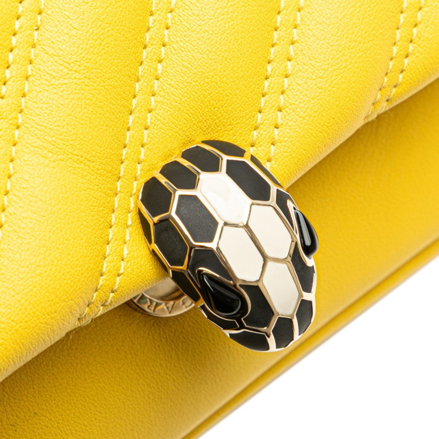 Bvlgari Serpenti Chain Shoulder Bag In Yellow Leather