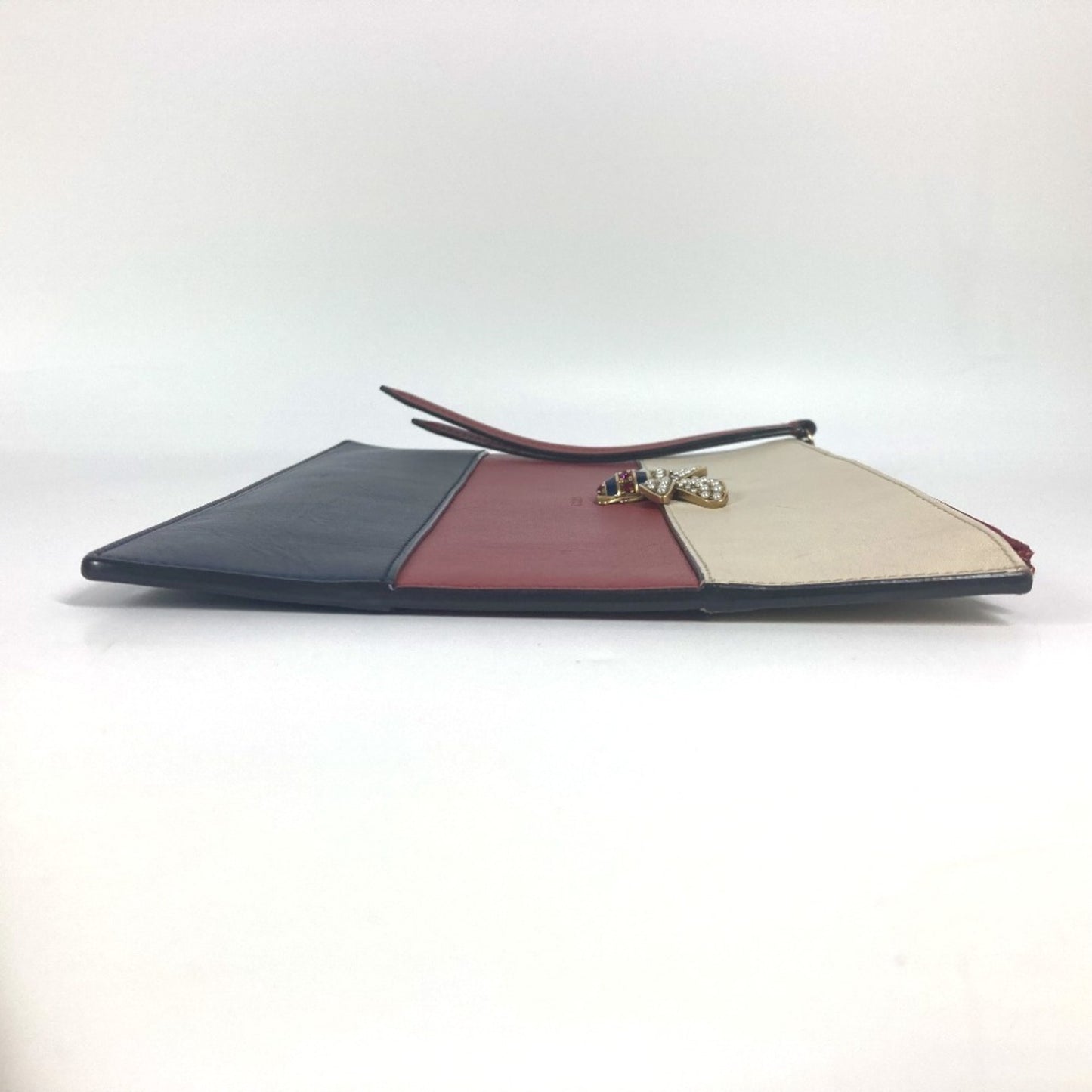 Gucci 476077 Bee Border Pearl And Rhinestone Clutch Bag