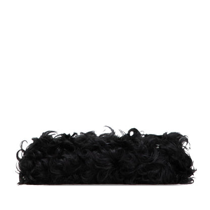 Gucci Gg Marmont Pattern Chain Shoulder Bag/Handbag 752026 Black/White Faux Fur/Leather