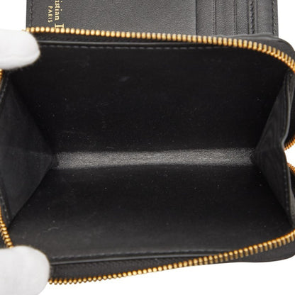 Christian Dior Dior Caro Scarlet Wallet Bifold Black Gold Leather