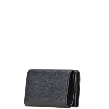 Saint Laurent Tri-Fold Compact Wallet Black Leather