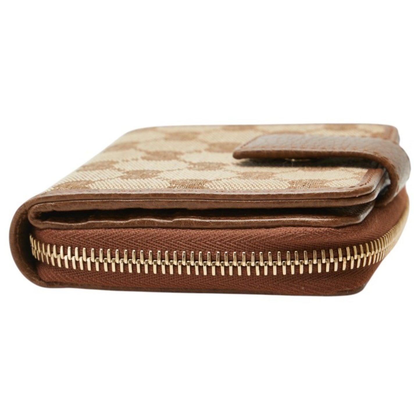 Gucci Gg Canvas Bifold Wallet 346056 Beige Brown Leather