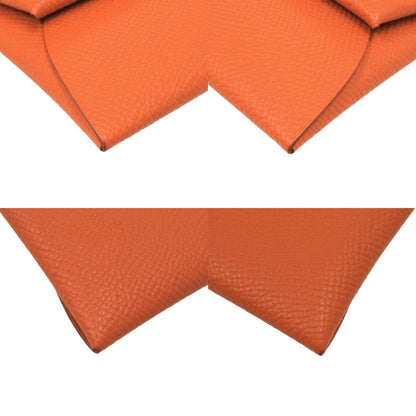 Herms Bastia Epsom Leather Coin Case Wallet In Orange