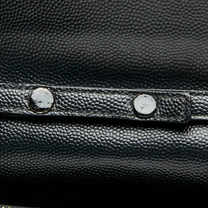 Saint Laurent Cassandra Ysl Logo Chain Wallet In Black Leather