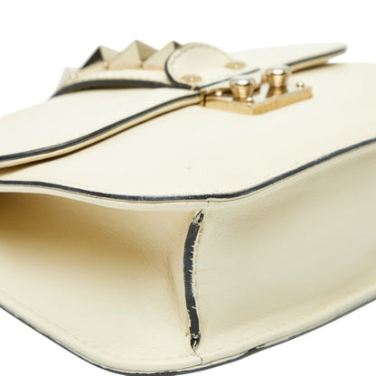 Valentino Studded Chain Shoulder Bag In White