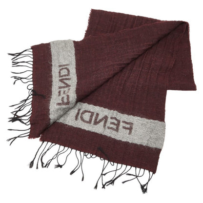 Fendi Logo Scarf In Wine Red