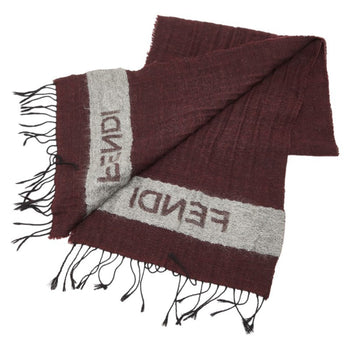 Fendi Logo Scarf In Wine Red