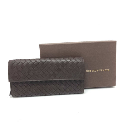 Bottega Veneta 150509 Intrecciato Flap Long Wallet In Brown Leather
