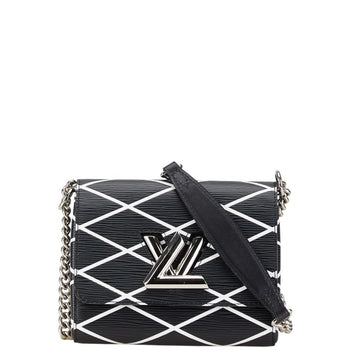 Louis Vuitton Epi Twist Pm Chain Shoulder Bag M50525 Noir Black White Leather