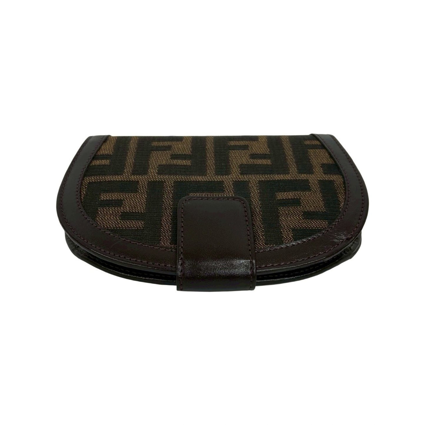 Unused Fendi Zucca Ff Pattern Canvas And Leather Bifold Wallet With Card Case