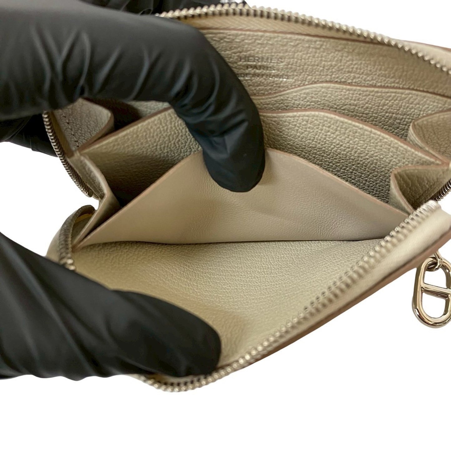 B-Stamped Hermes Zip & Go Leather Coin Purse/Business Card Case