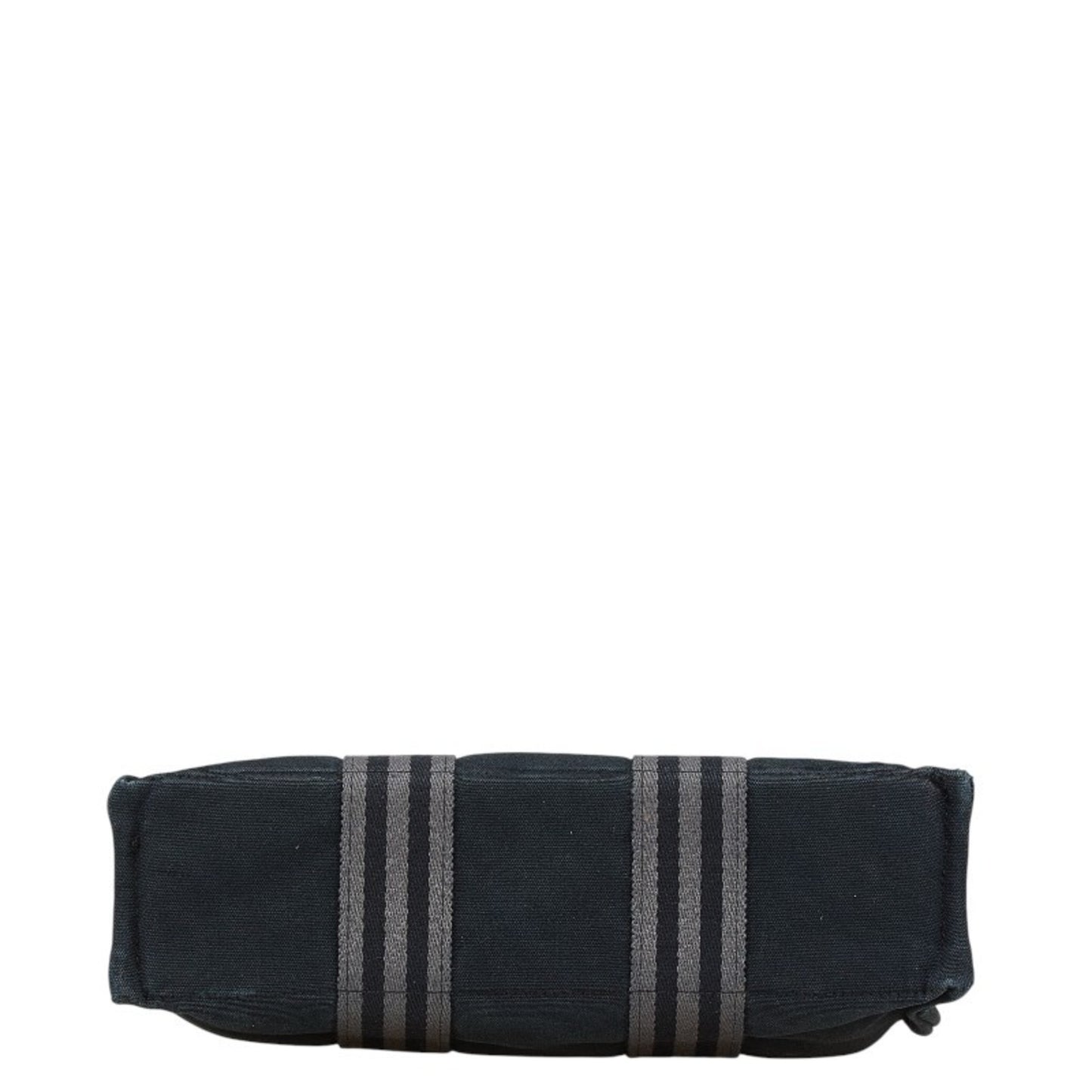 Hermes Foul Tote Pm Handbag Bag Black/Gray Canvas