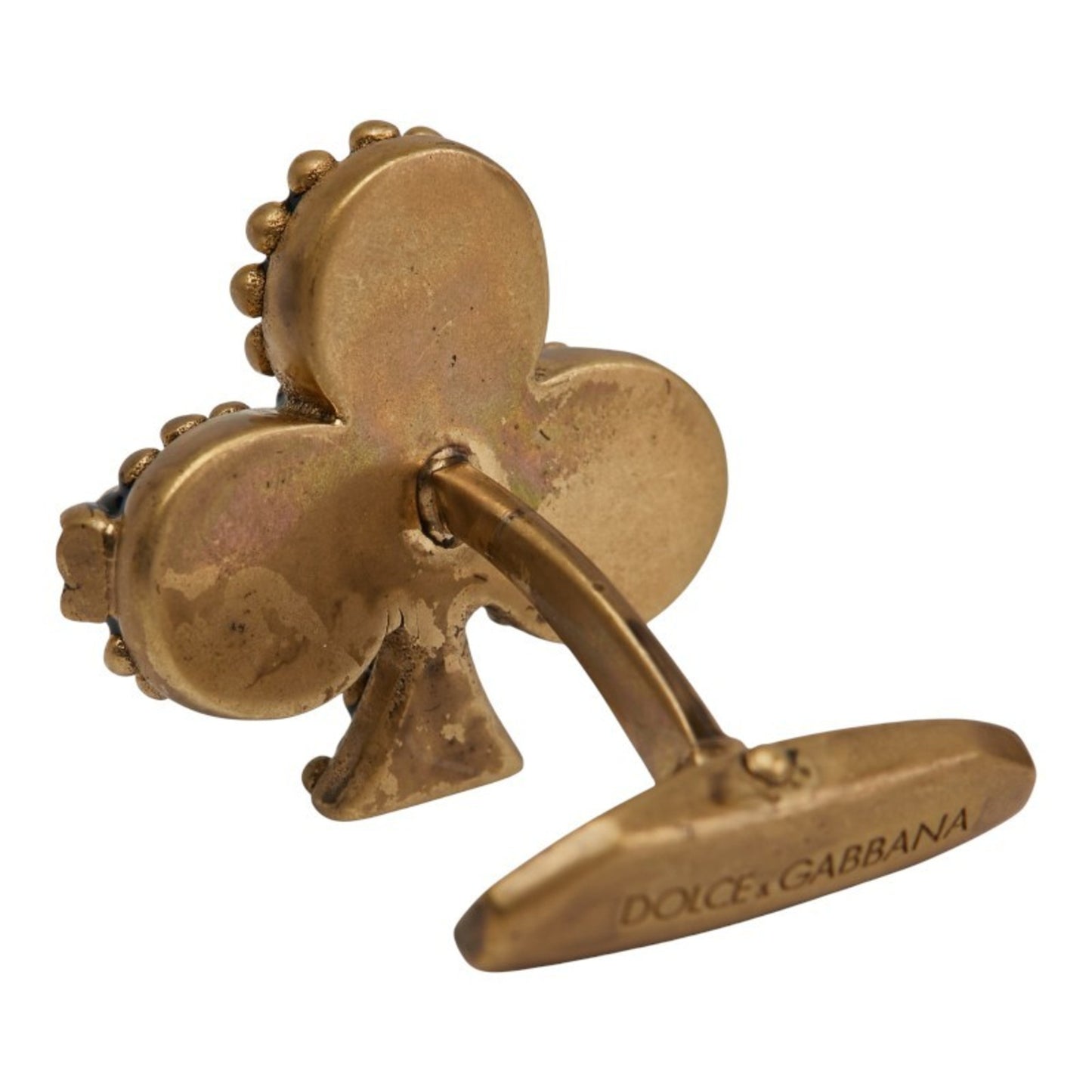 Dolce & Gabbana Dg Logo Clover Chain Motif Cufflinks In Gold