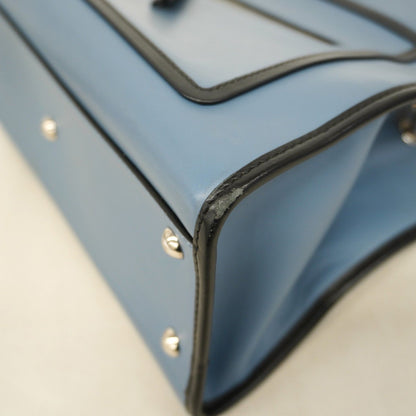 Fendi Runaway Leather Handbag In Blue And Gold