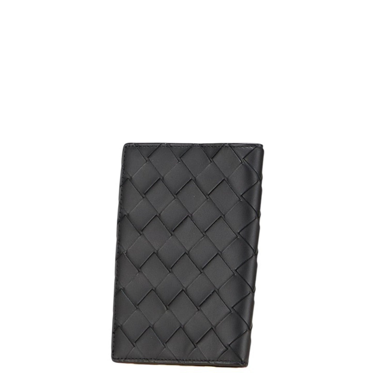Bottega Veneta Intrecciato Passport Case In Black Leather
