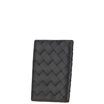 Bottega Veneta Intrecciato Passport Case In Black Leather