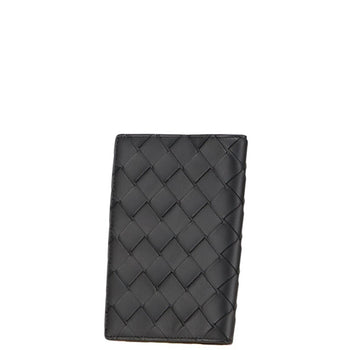 Bottega Veneta Intrecciato Passport Case In Black Leather
